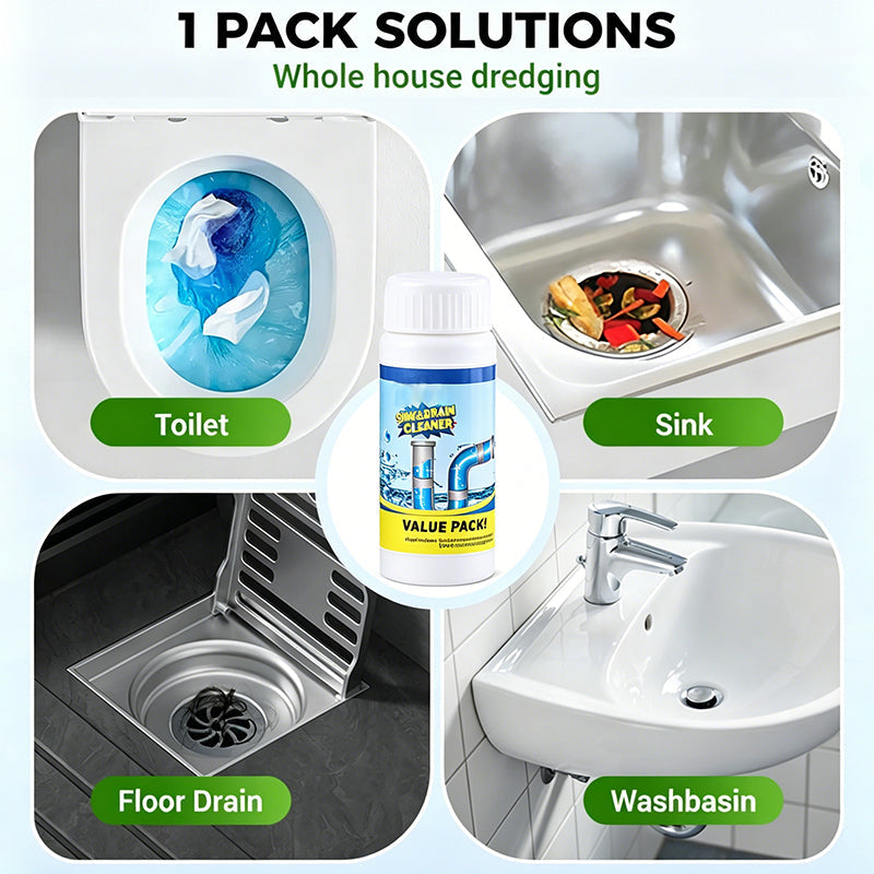 Pipe-Clearing Foaming Powder – Fast-Acting Drain Unclogger & Deodorizer - Pack of 4