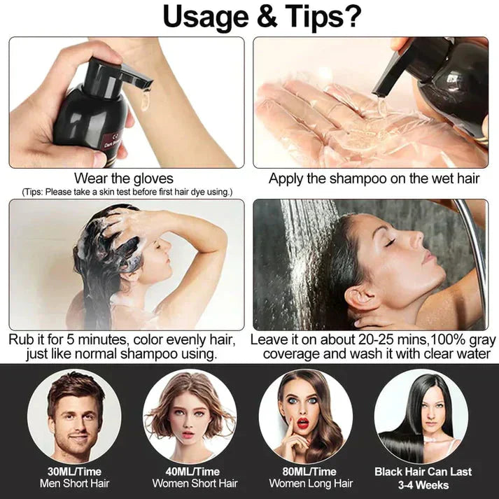 3 In 1 Black Hair Dye Shampoo (BUY 1 GET 2 FREE)