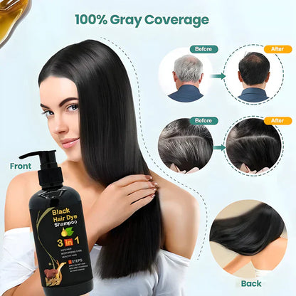 3 In 1 Black Hair Dye Shampoo (BUY 1 GET 2 FREE)