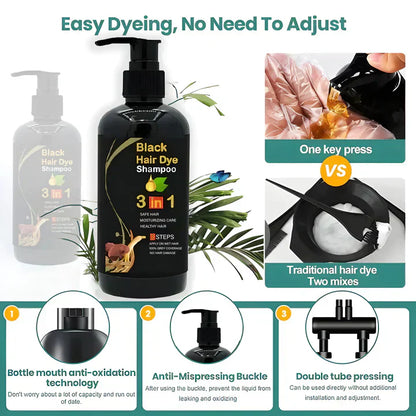 3 In 1 Black Hair Dye Shampoo (BUY 1 GET 2 FREE)