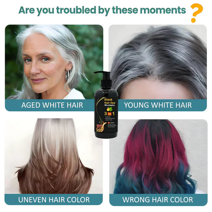 3 In 1 Black Hair Dye Shampoo (BUY 1 GET 2 FREE)