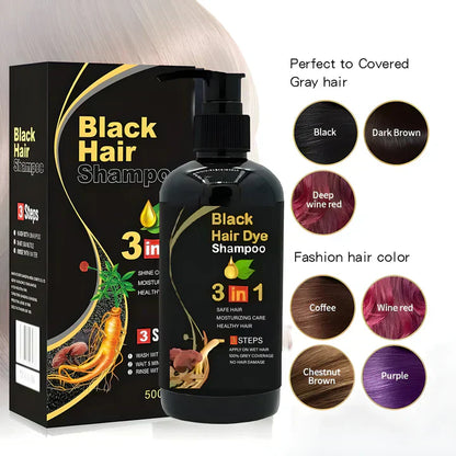 3 In 1 Black Hair Dye Shampoo (BUY 1 GET 2 FREE)